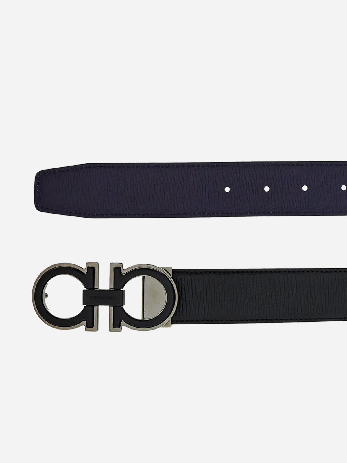 Cinturón Negro/Azul Reversible en Cuero