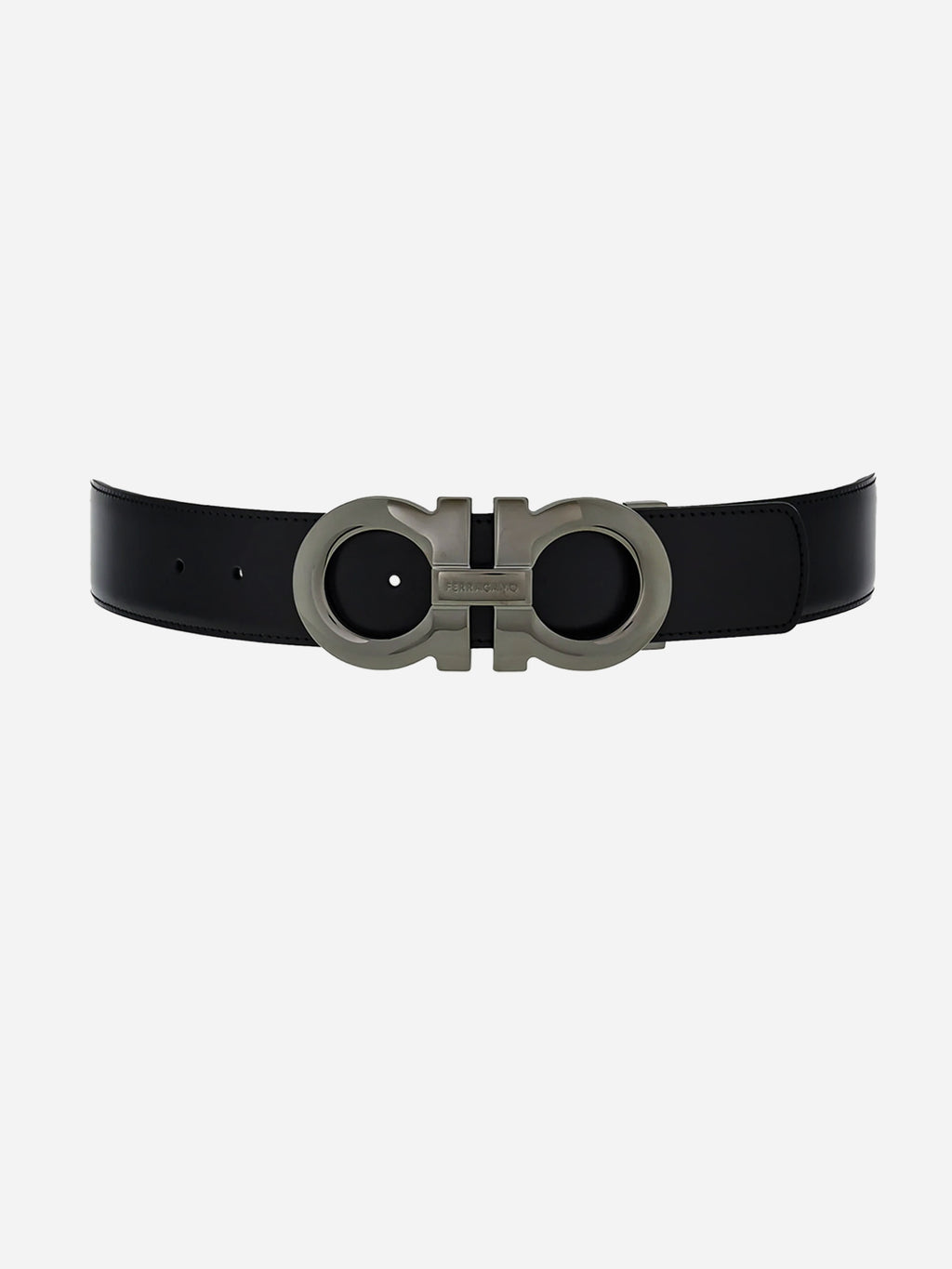 Cinturón Reversible Gancini Negro/Azul Cuero