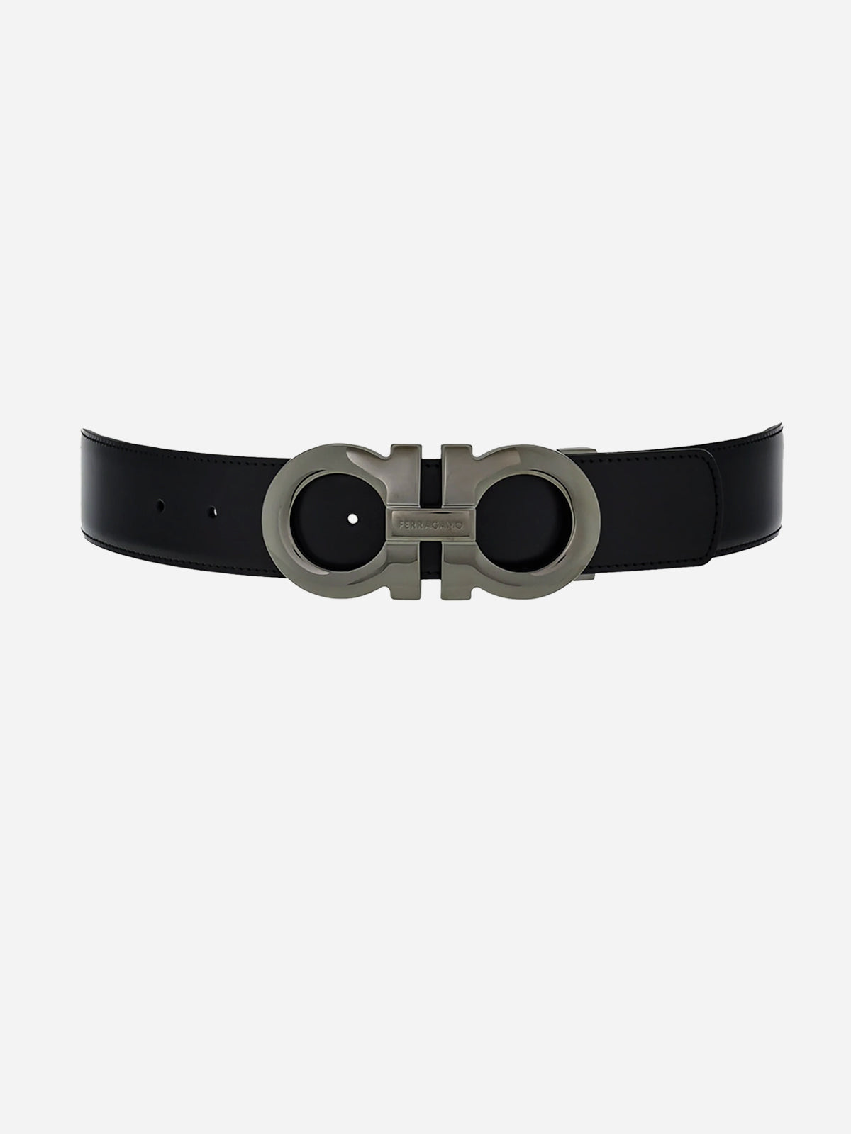 Cinturón Reversible Gancini Negro/Azul Cuero