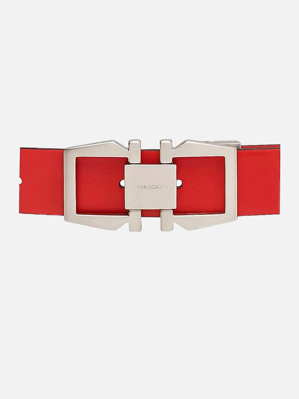 Cinturón Gancini Rojo/Negro Reversible en Cuero