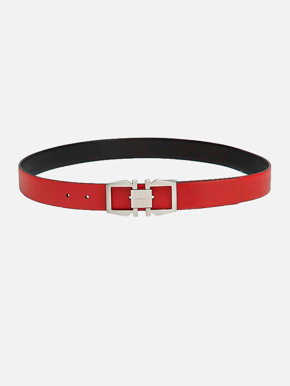 Cinturón Gancini Rojo/Negro Reversible en Cuero
