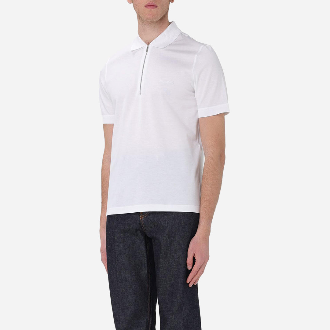 Camiseta Polo Blanca con Cremallera en Algodón S.F.