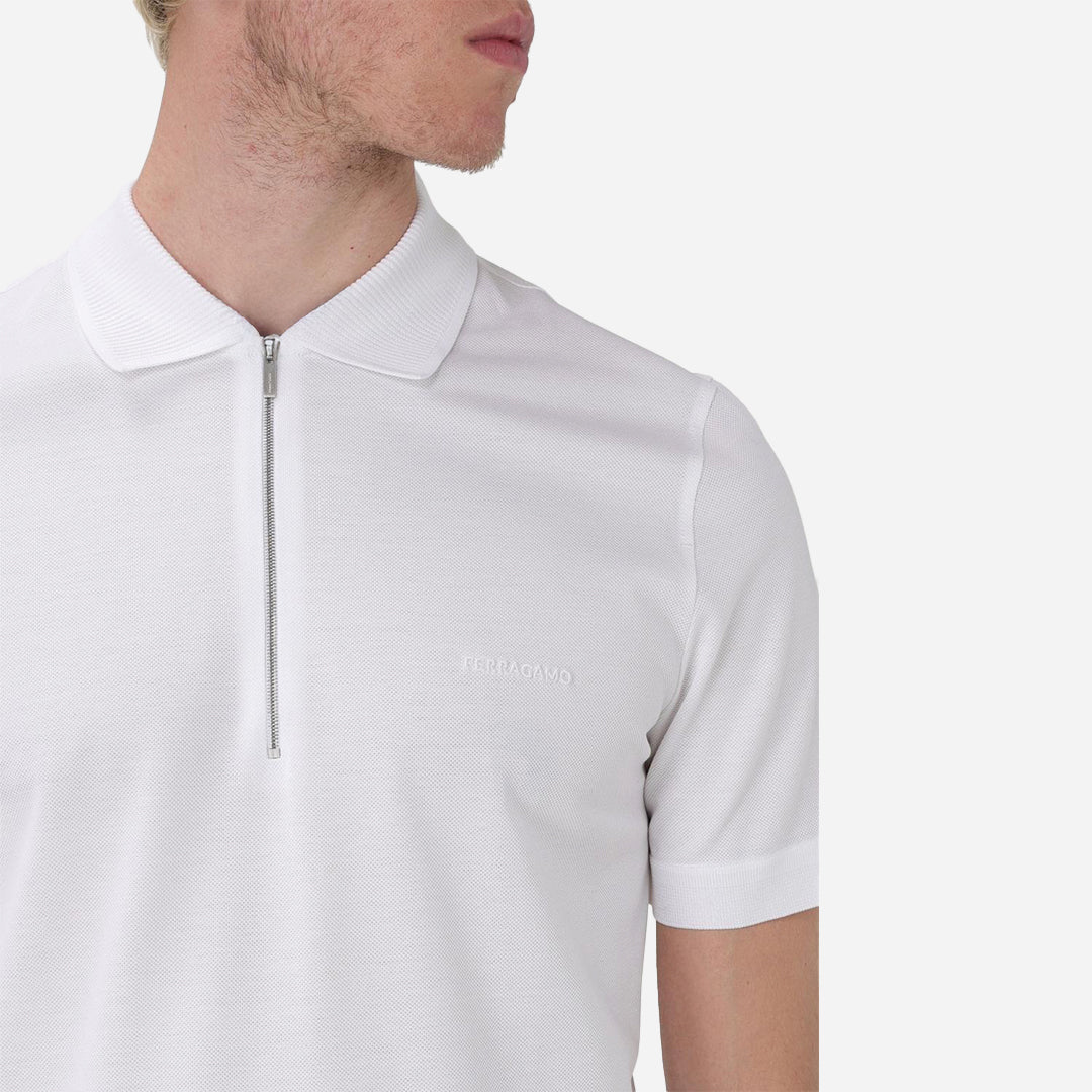 Camiseta Polo Blanca con Cremallera en Algodón S.F.