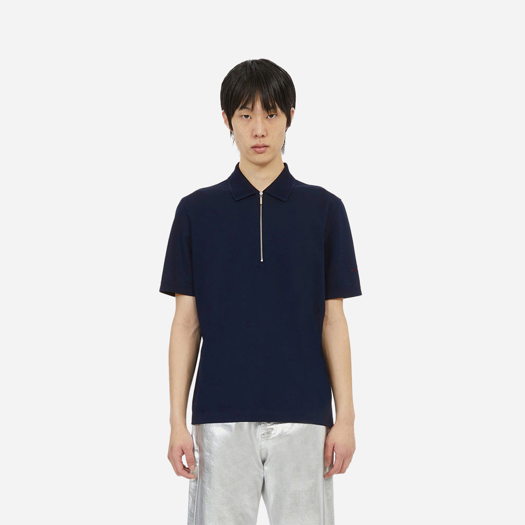 Camiseta Polo Azul Marino con Cremallera en Algodón S.F.