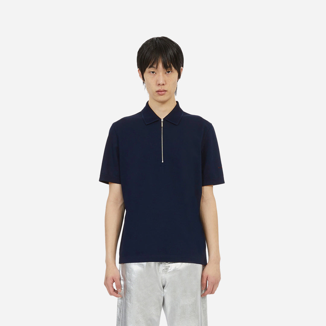 Camiseta Polo Azul Marino con Cremallera en Algodón S.F.
