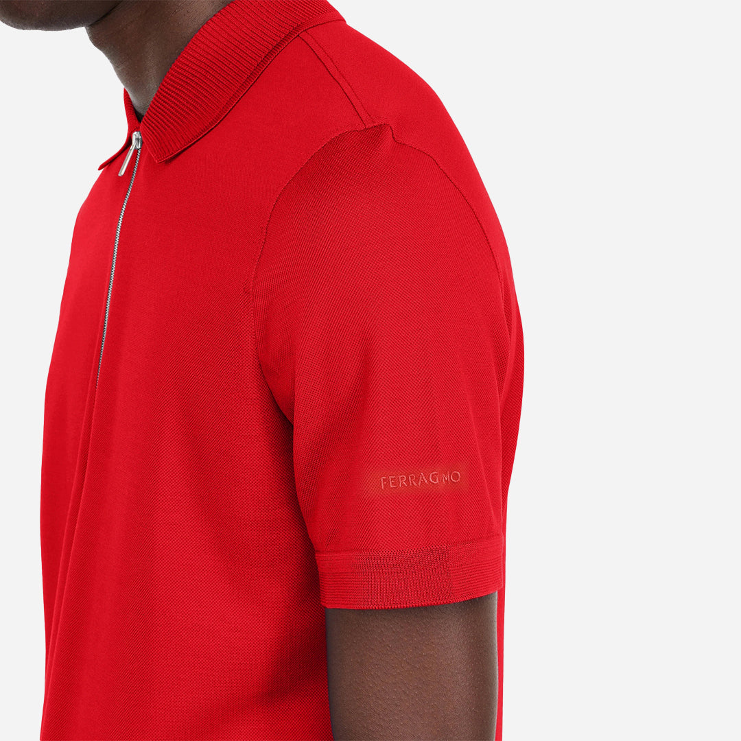 Camiseta Polo Roja con Cremallera en Algodón S.F.