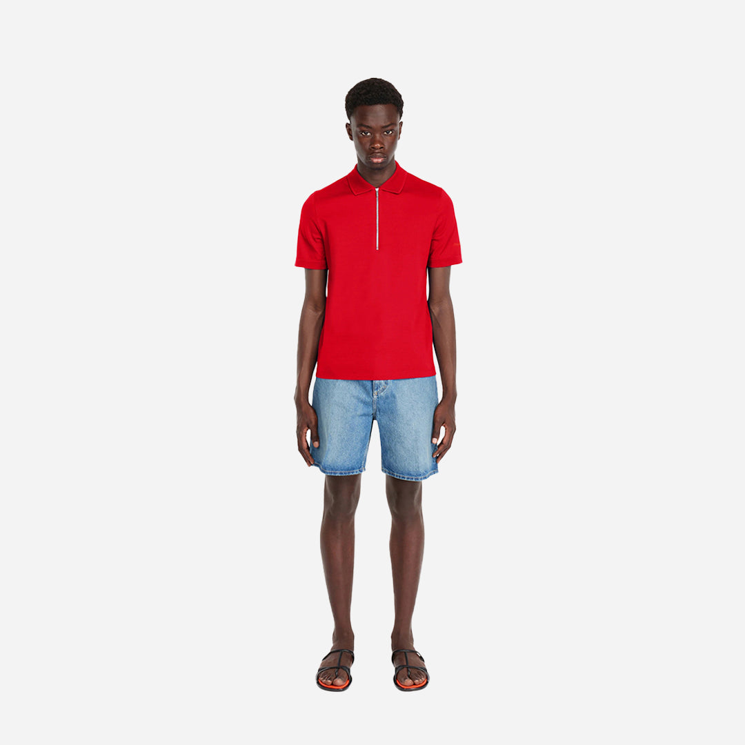 Camiseta Polo Roja con Cremallera en Algodón S.F.