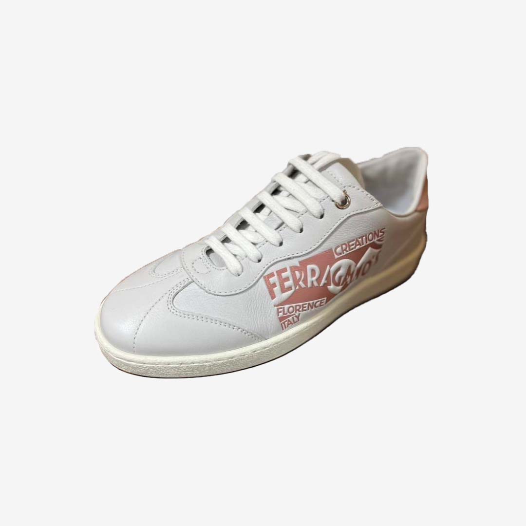 Tenis Dama Achille Logo Sneakers Blanco/Rosa S.F.