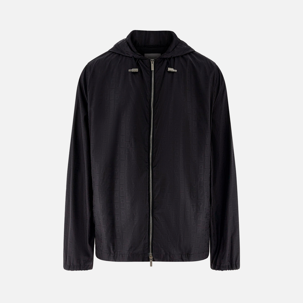 Chaqueta Negra Gancini-jacquard Hombre
