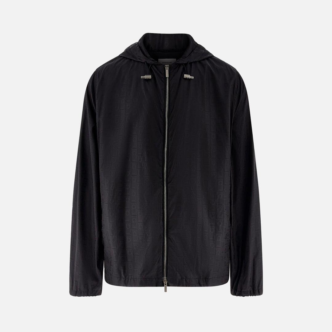 Chaqueta Negra Gancini-jacquard Hombre