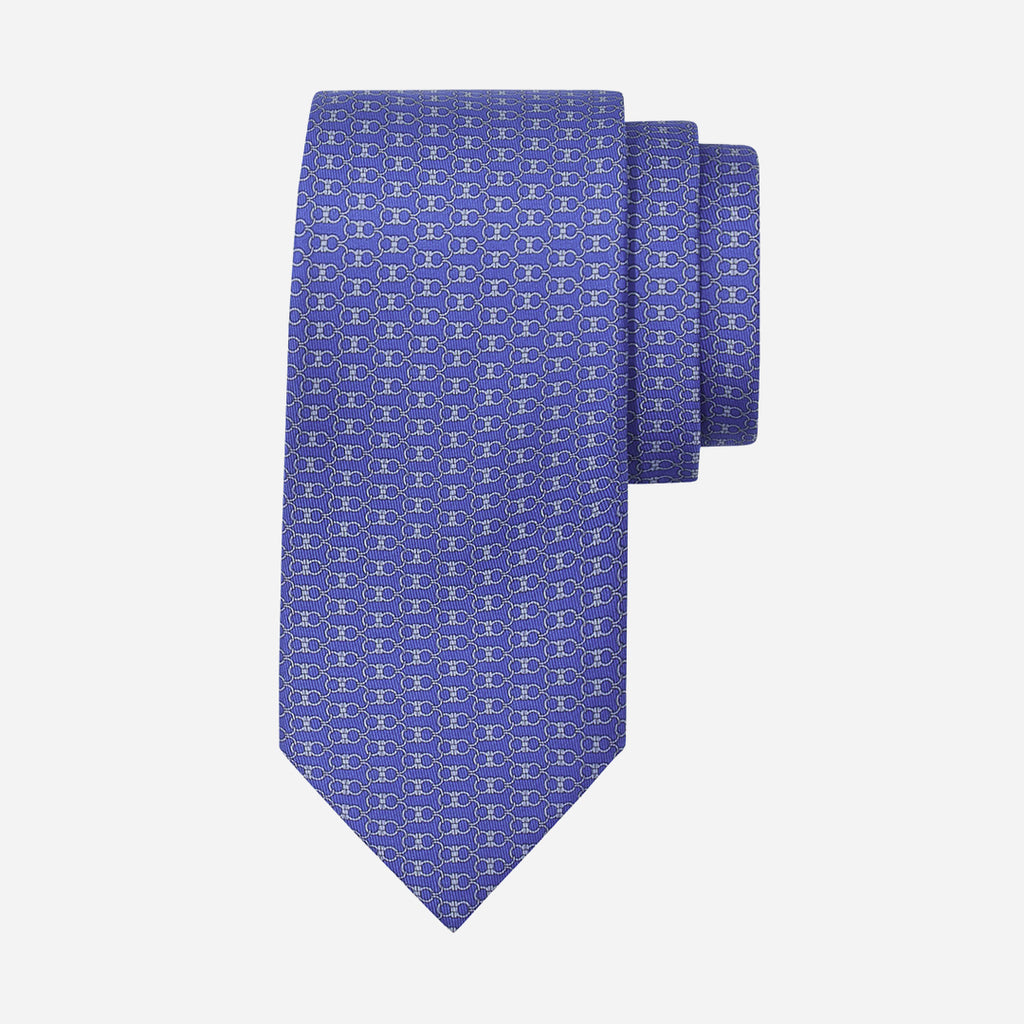 Corbata Estampado Gancini Seda Azul S.F.
