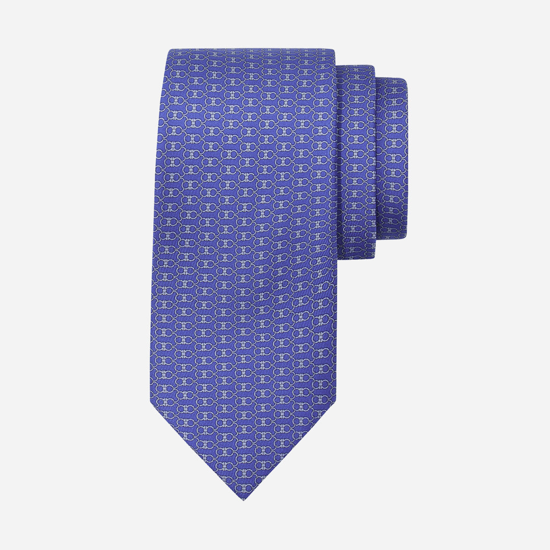 Corbata Estampado Gancini Seda Azul S.F.