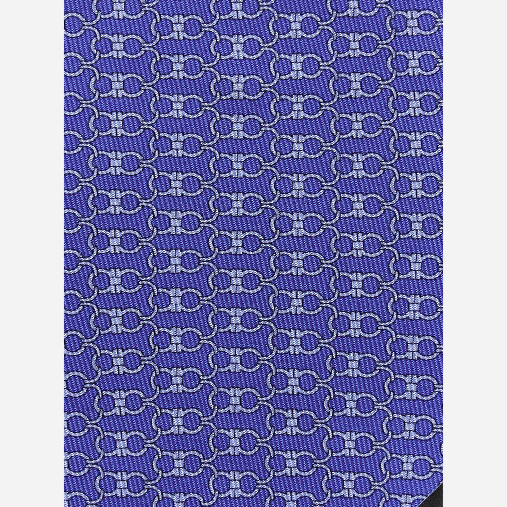 Corbata Estampado Gancini Seda Azul S.F.