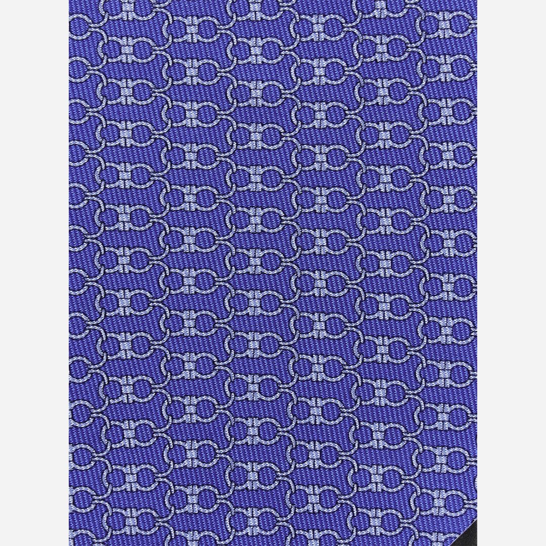 Corbata Estampado Gancini Seda Azul S.F.
