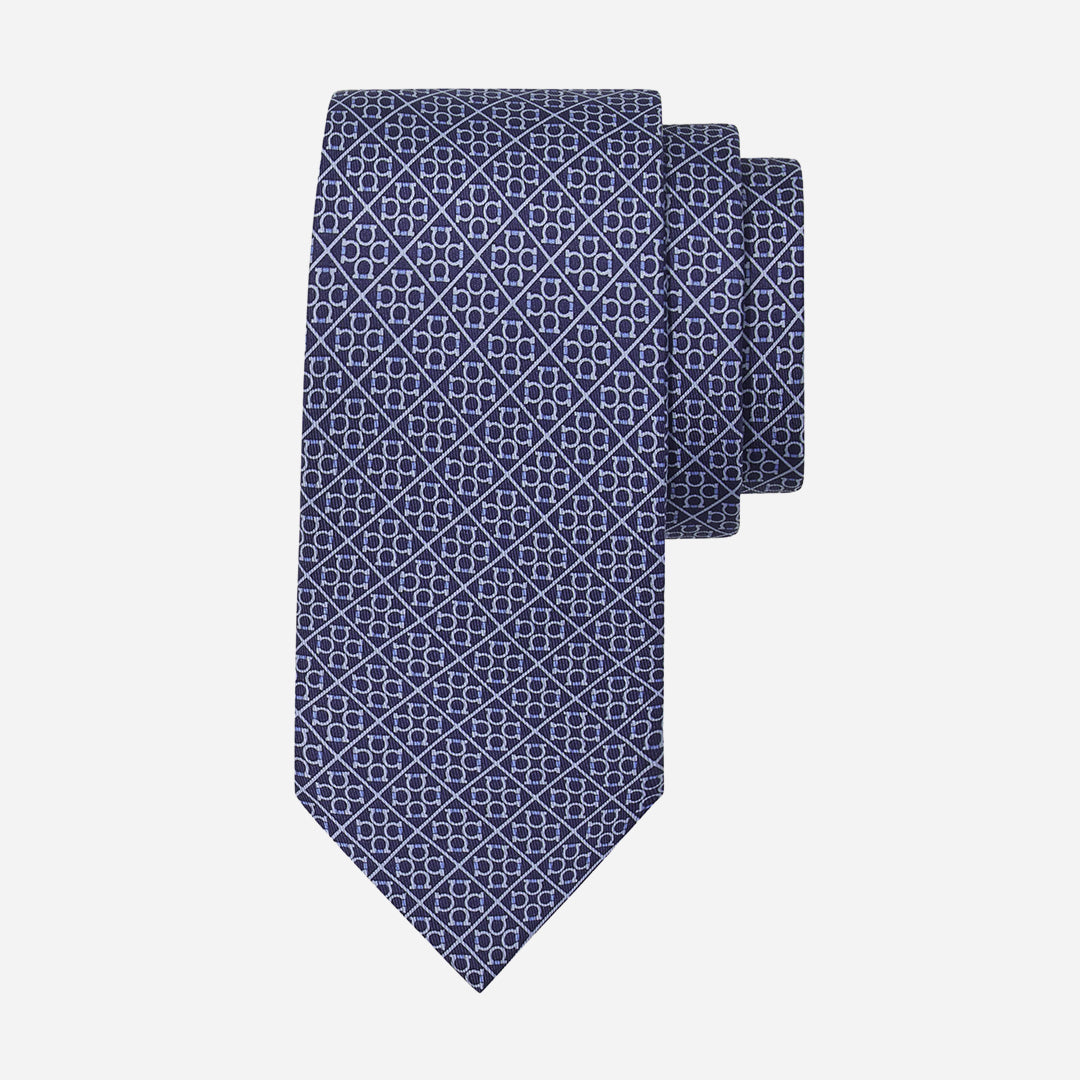 Corbata Estampado Seda Azul S.F.