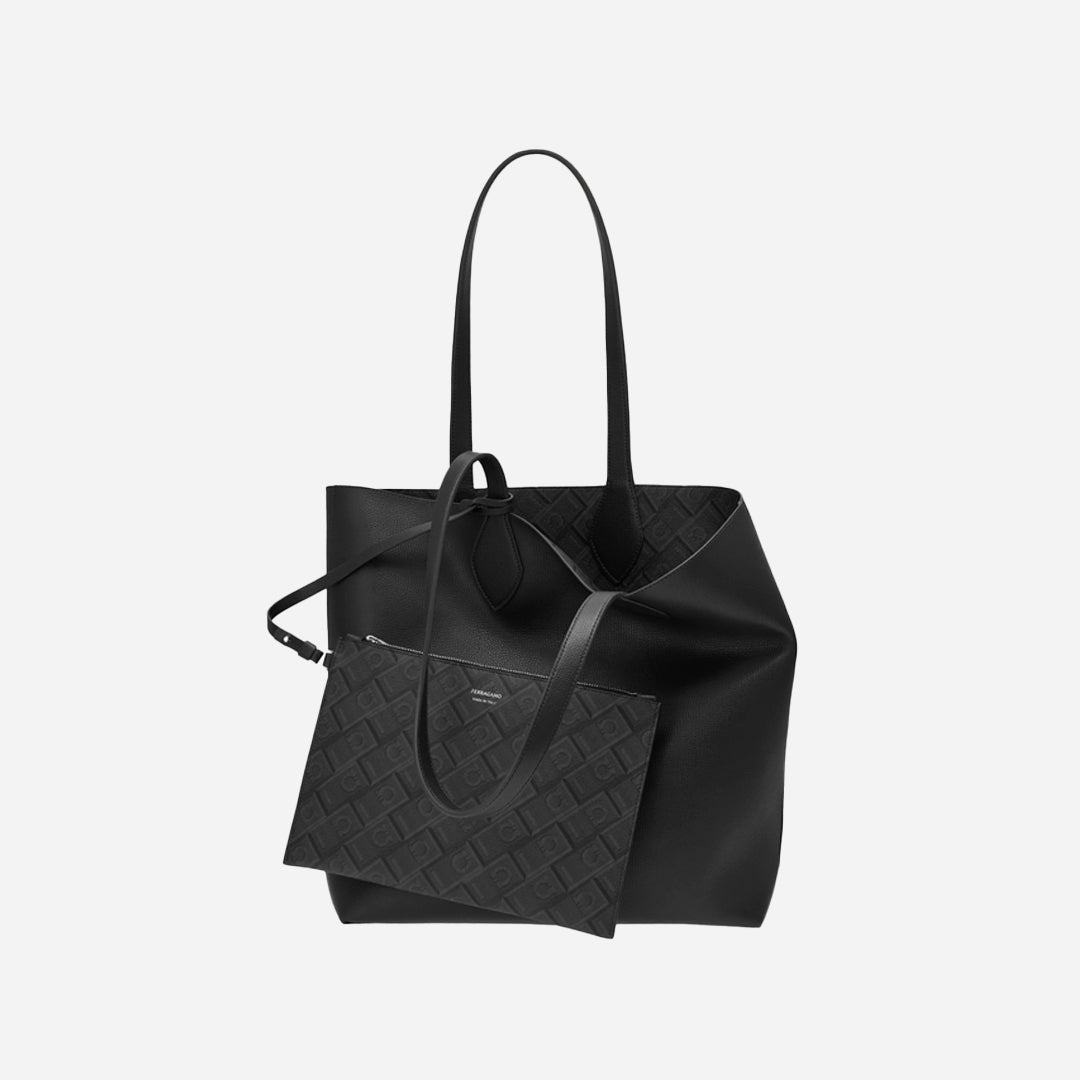 Bolso Dama Tote Reversible Negro S.F.