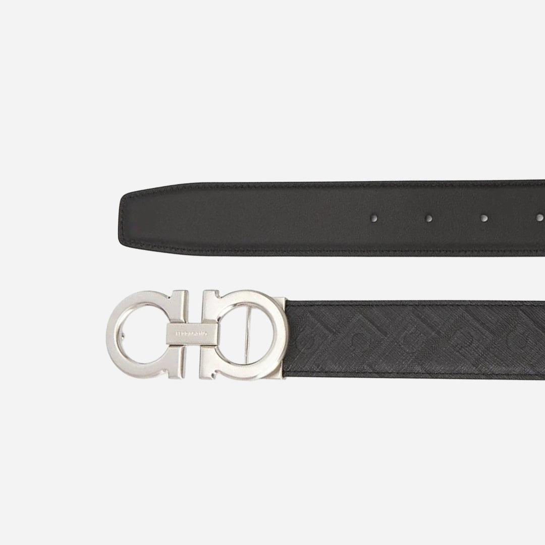 Cinturón Reversible Negro Cuero Lujo S.F.