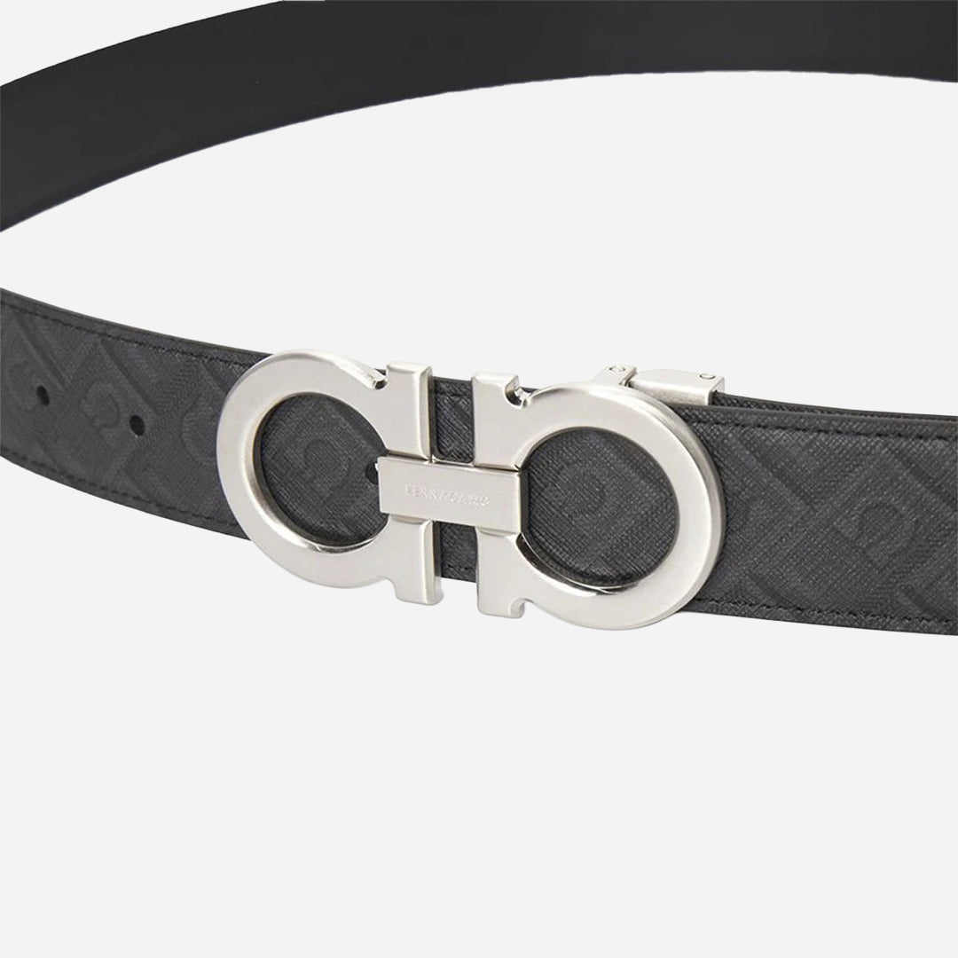 Cinturón Reversible Negro Cuero Lujo S.F.