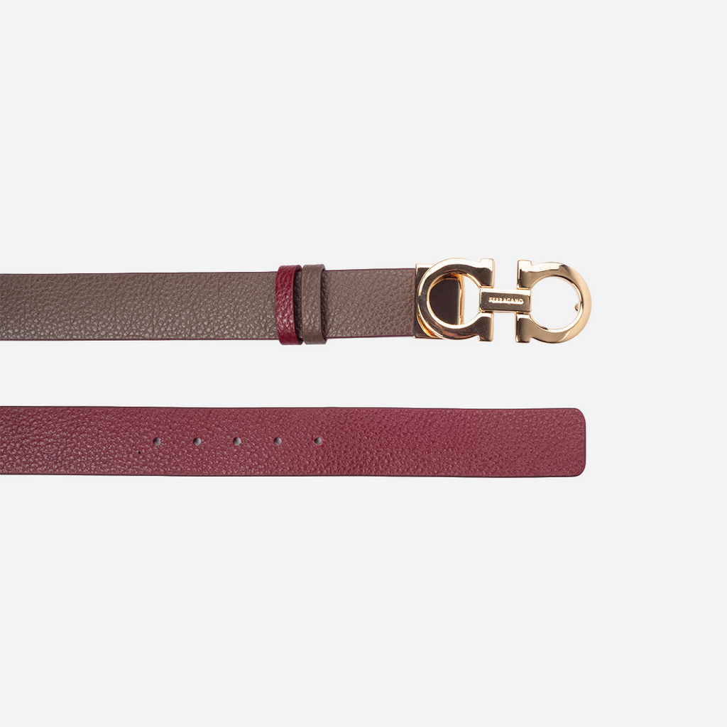 Cinturón Dama Gancini Ajustable/Reversible Rojo/Café S.F.