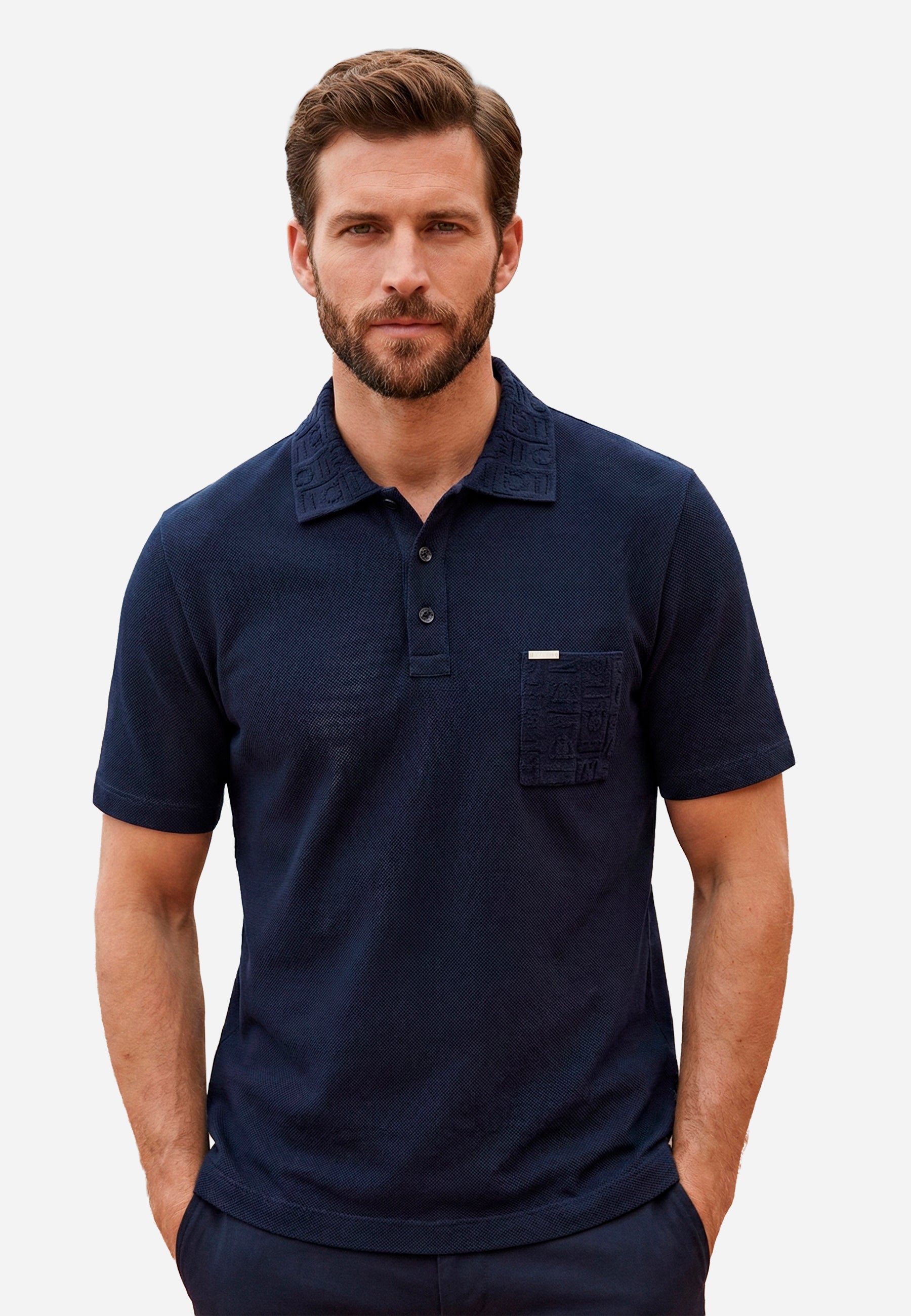 Camiseta Polo con Bolsillo Azul Profundo S.F.