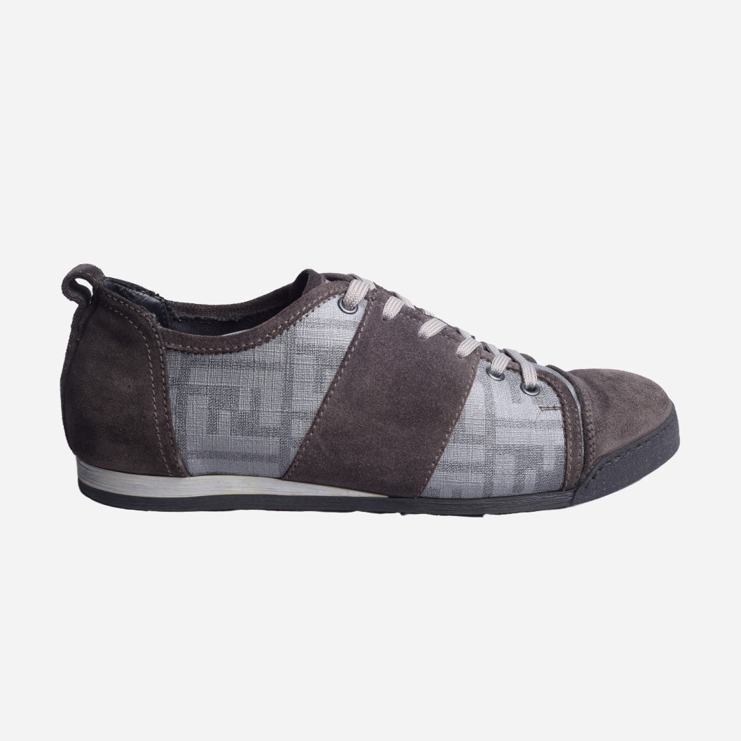 Tenis Casuales Fendi En Gamuza Y Lona Monograma Gris F.