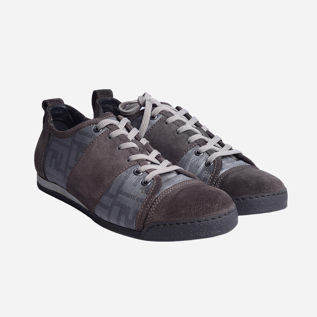 Tenis Casuales Fendi En Gamuza Y Lona Monograma Gris F.