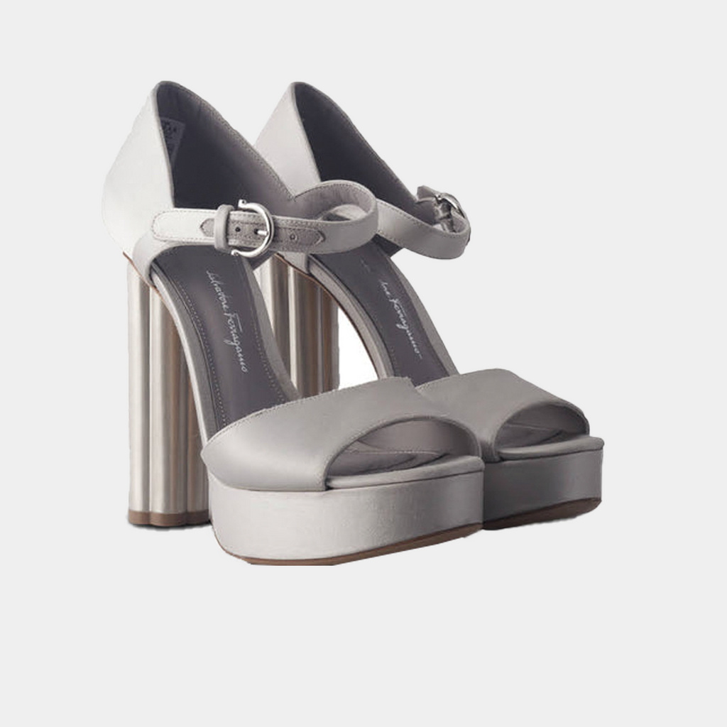 Zapato Dama Alto Cuero Plateado S.F.