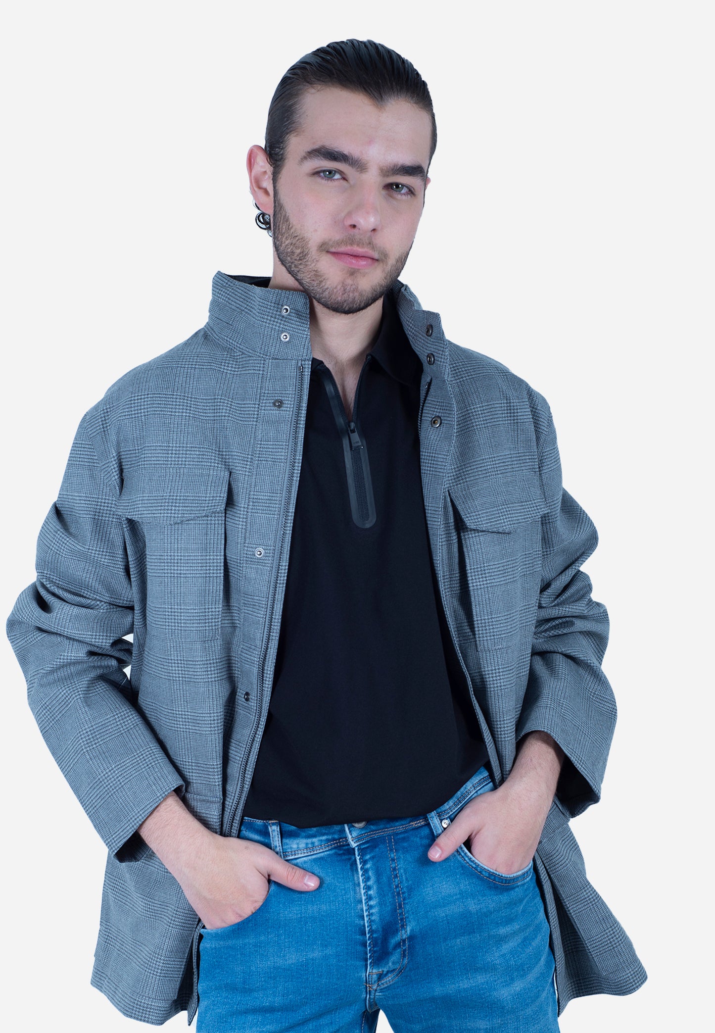 CHAQUETA HACKETT LONDON GRIS # POLI + LANA + ELAS (HM403074-945)