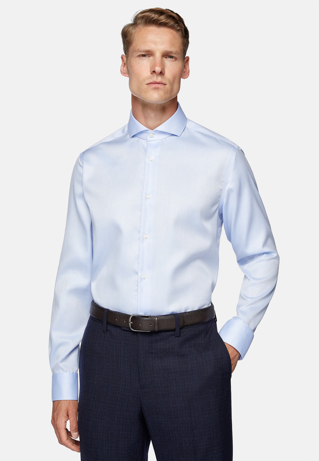 CAMISA BOGGI AZUL ALGODON