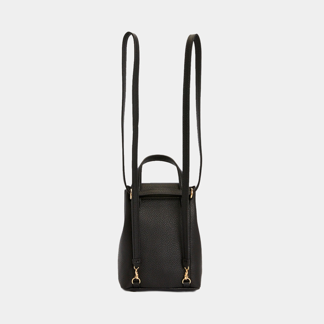 Bolso Dama Mini Gancini de Piel Granulada Negro S.F.