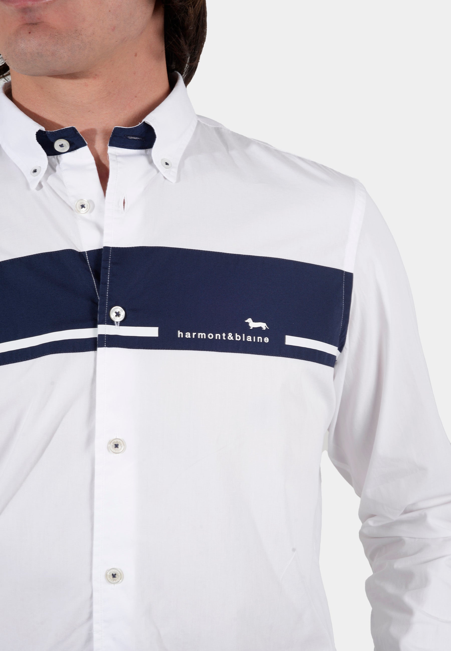 Camisa Blanca Con Una Franja Horizontal H&B