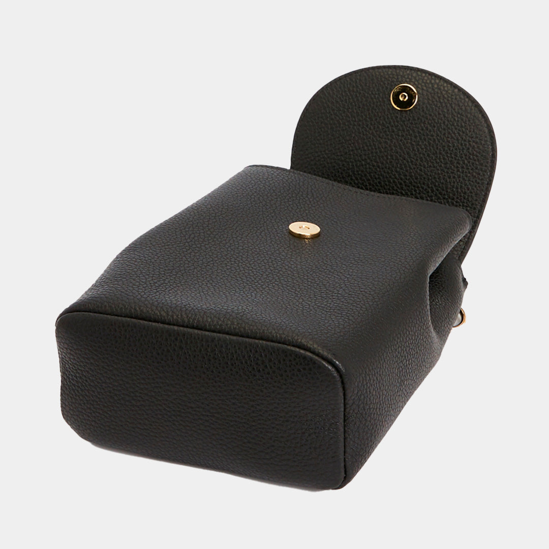 Bolso Dama Mini Gancini de Piel Granulada Negro S.F.