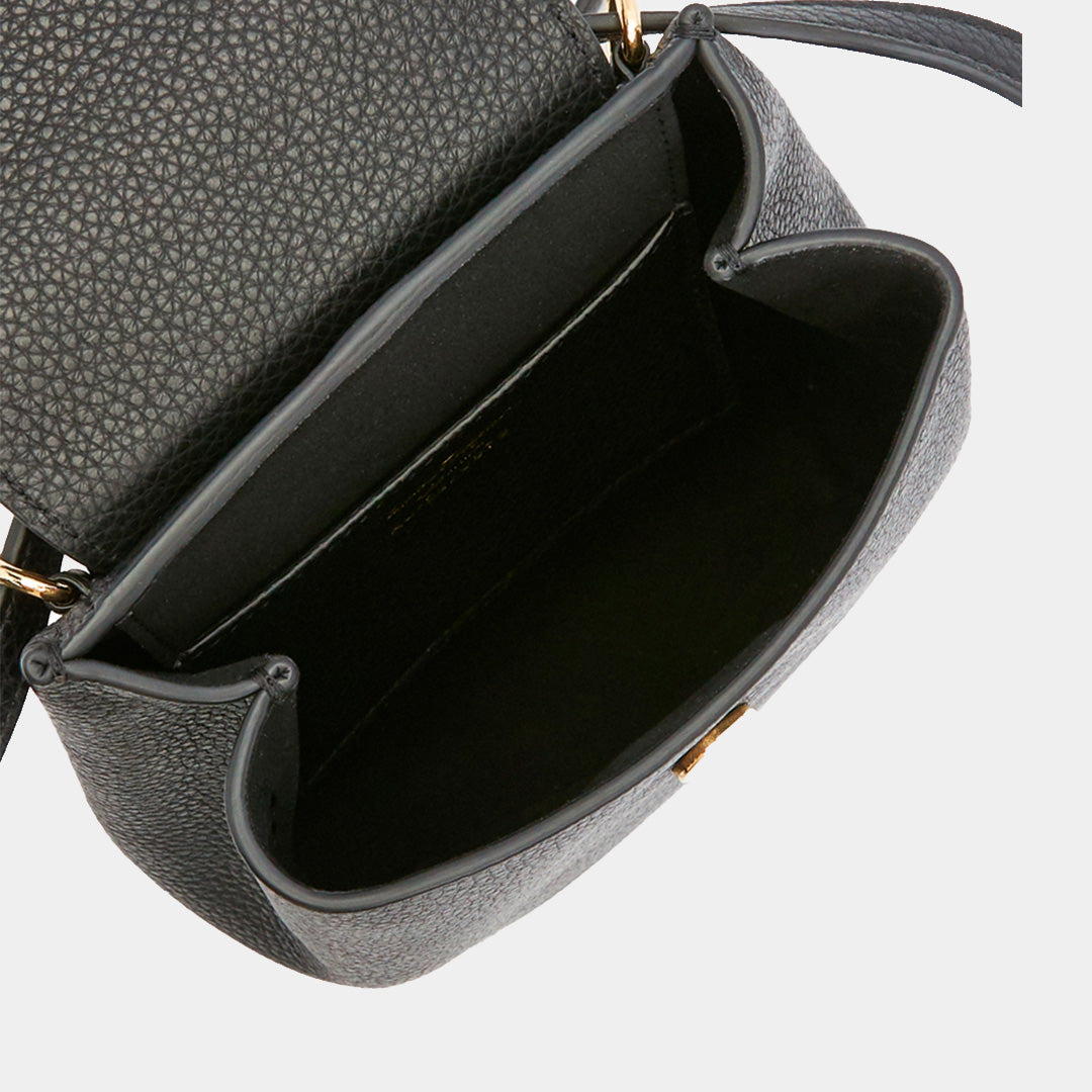 Bolso Dama Mini Gancini de Piel Granulada Negro S.F.