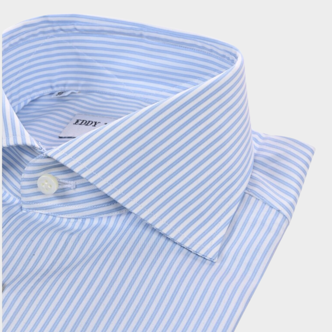 Camisa Celeste Rayas Blancas E.M.