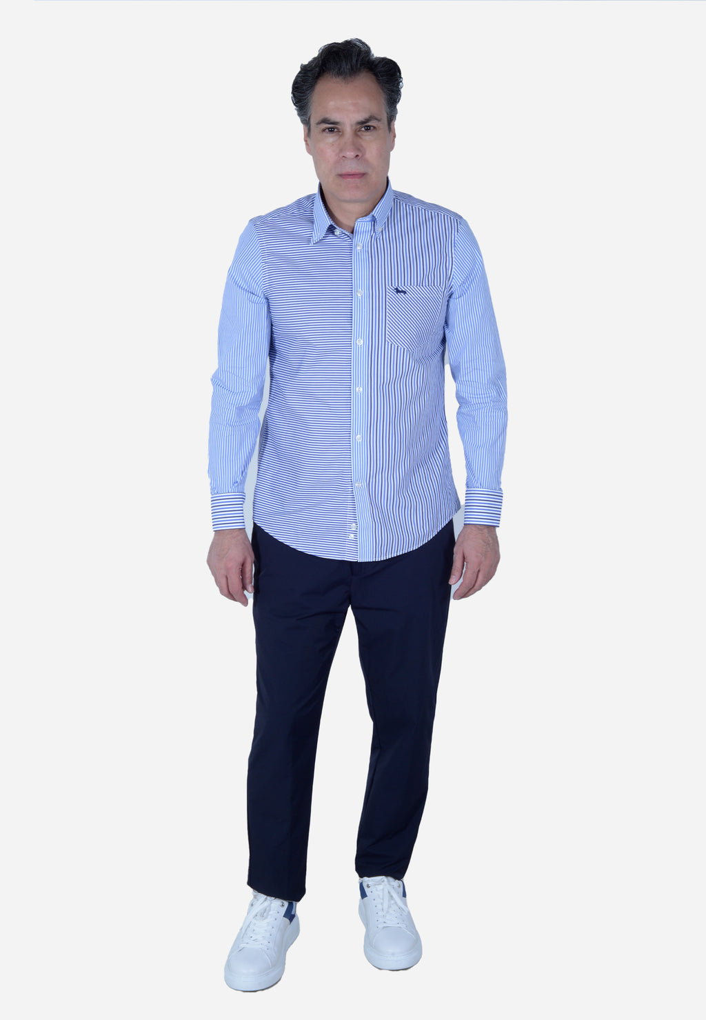 CAMISA HARMONT & BLAINE RAYAS AZUL ALGODÓN (CRL062012755M-100)