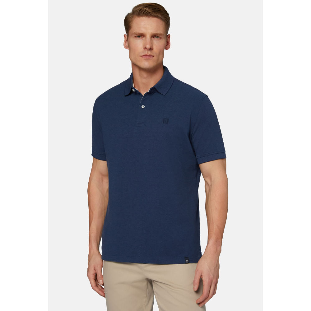 CAMISETA POLO  BOGGI AZUL ALGODON