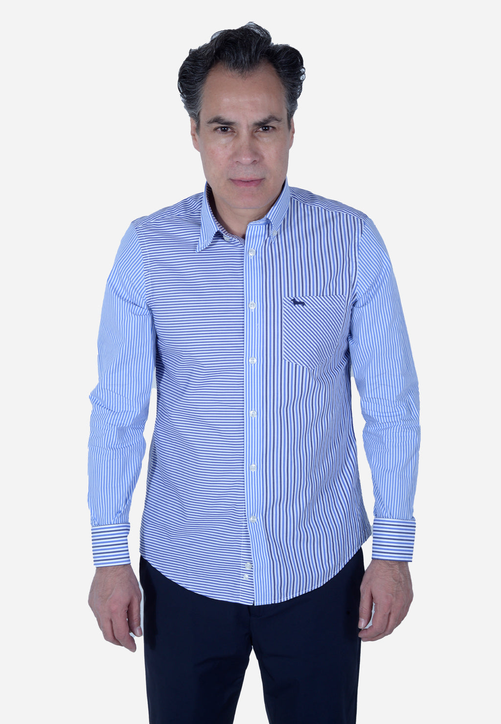 CAMISA HARMONT & BLAINE RAYAS AZUL ALGODÓN (CRL062012755M-100)