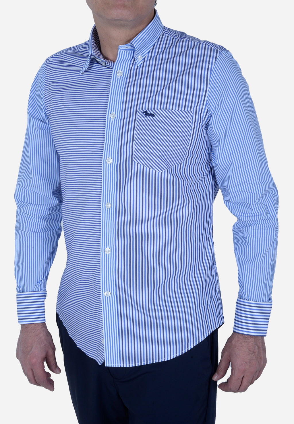 CAMISA HARMONT & BLAINE RAYAS AZUL ALGODÓN (CRL062012755M-100)