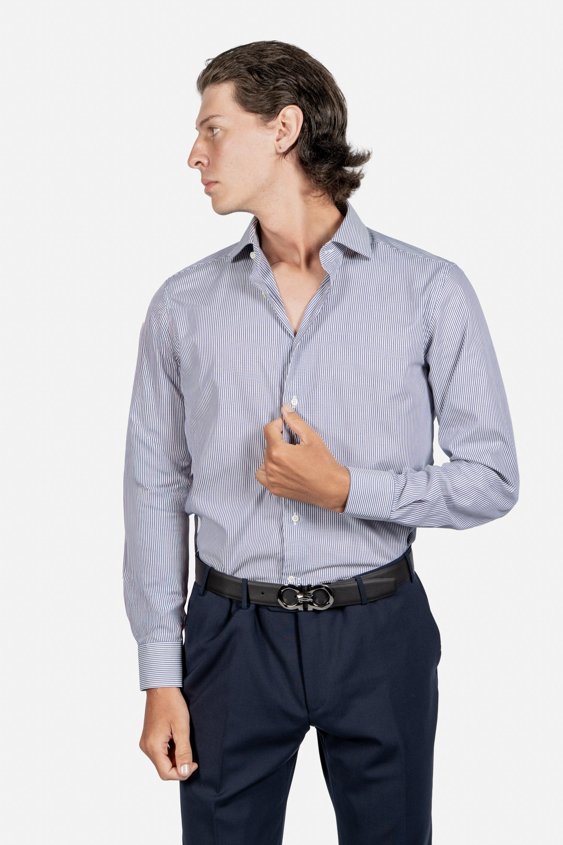 Camisa Rayas Azul Cielo C.