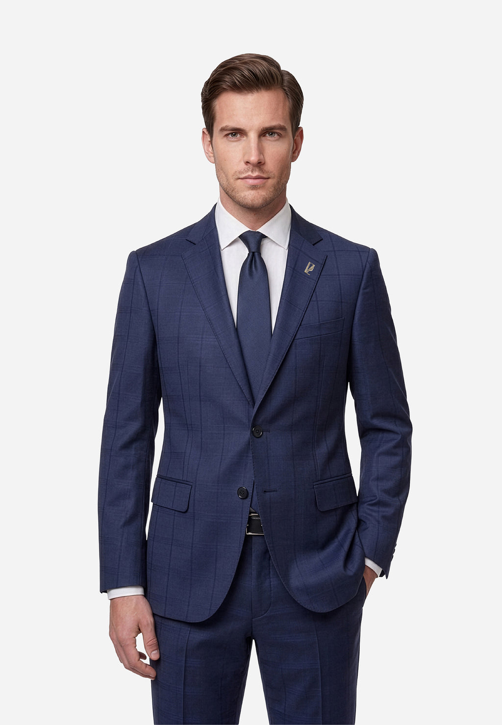 Traje Vicenza Azul con Patrón de Cuadros P.