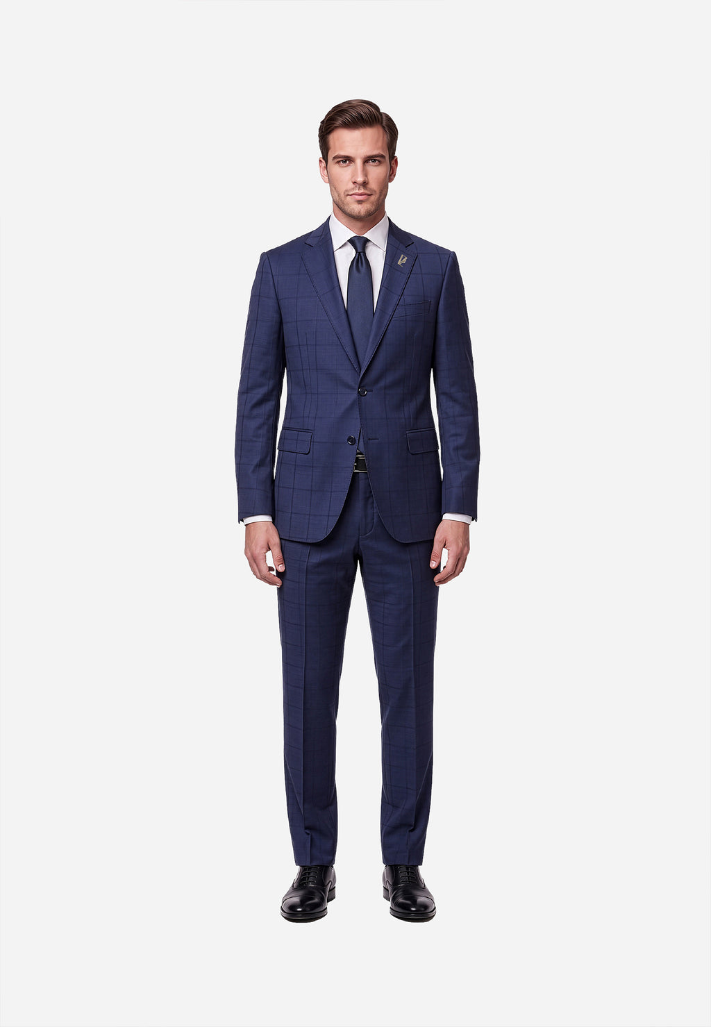 Traje Vicenza Azul con Patrón de Cuadros P.