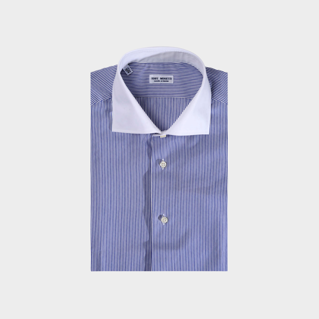 CAMISA EDDY MONETTI BLANCO RYS AZUL ALGODON (FM47350-15)