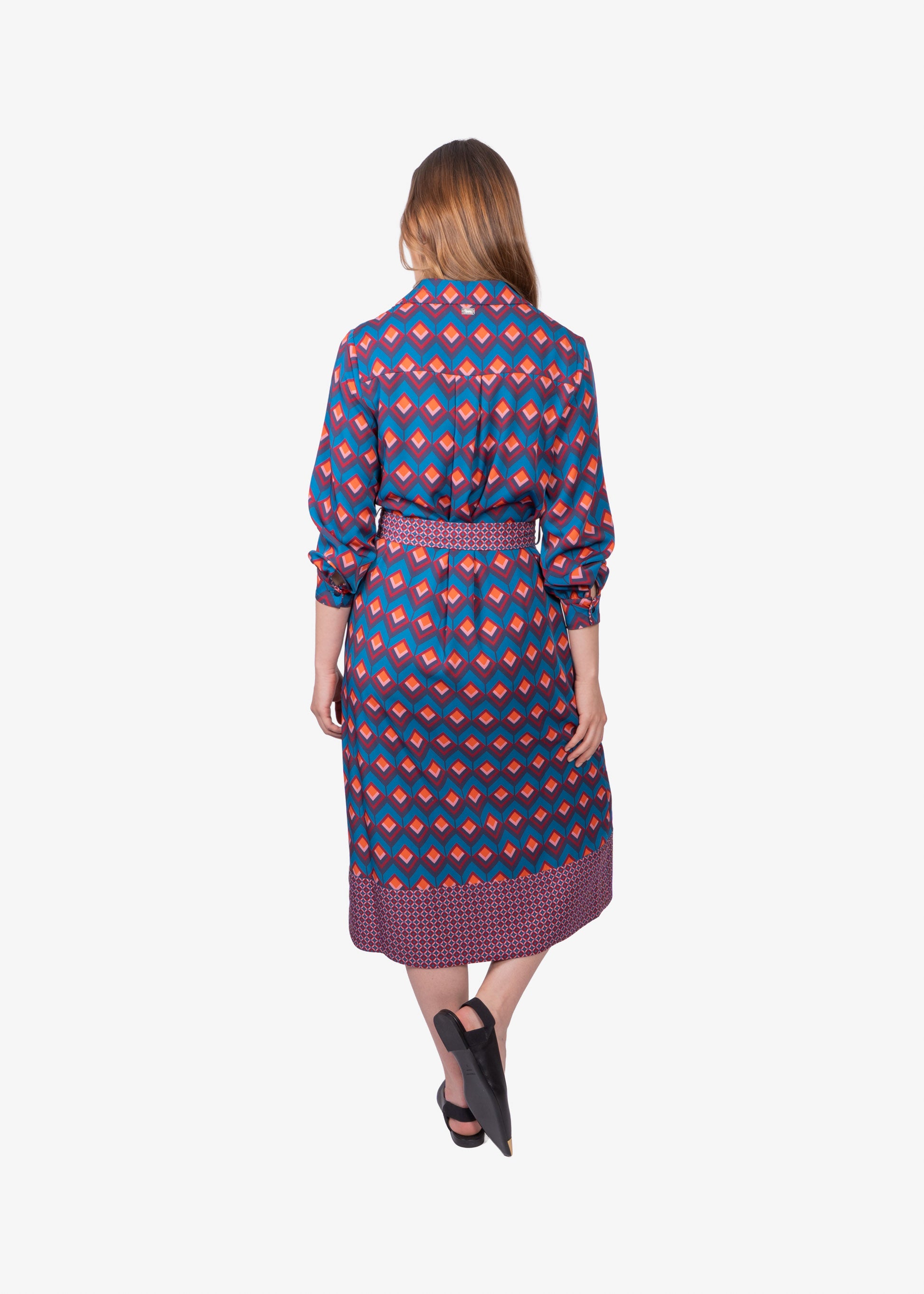 VESTIDO HARMONT & BLAINE AZUL ROMBOS POLIE + EA (A0MD13013026-832)