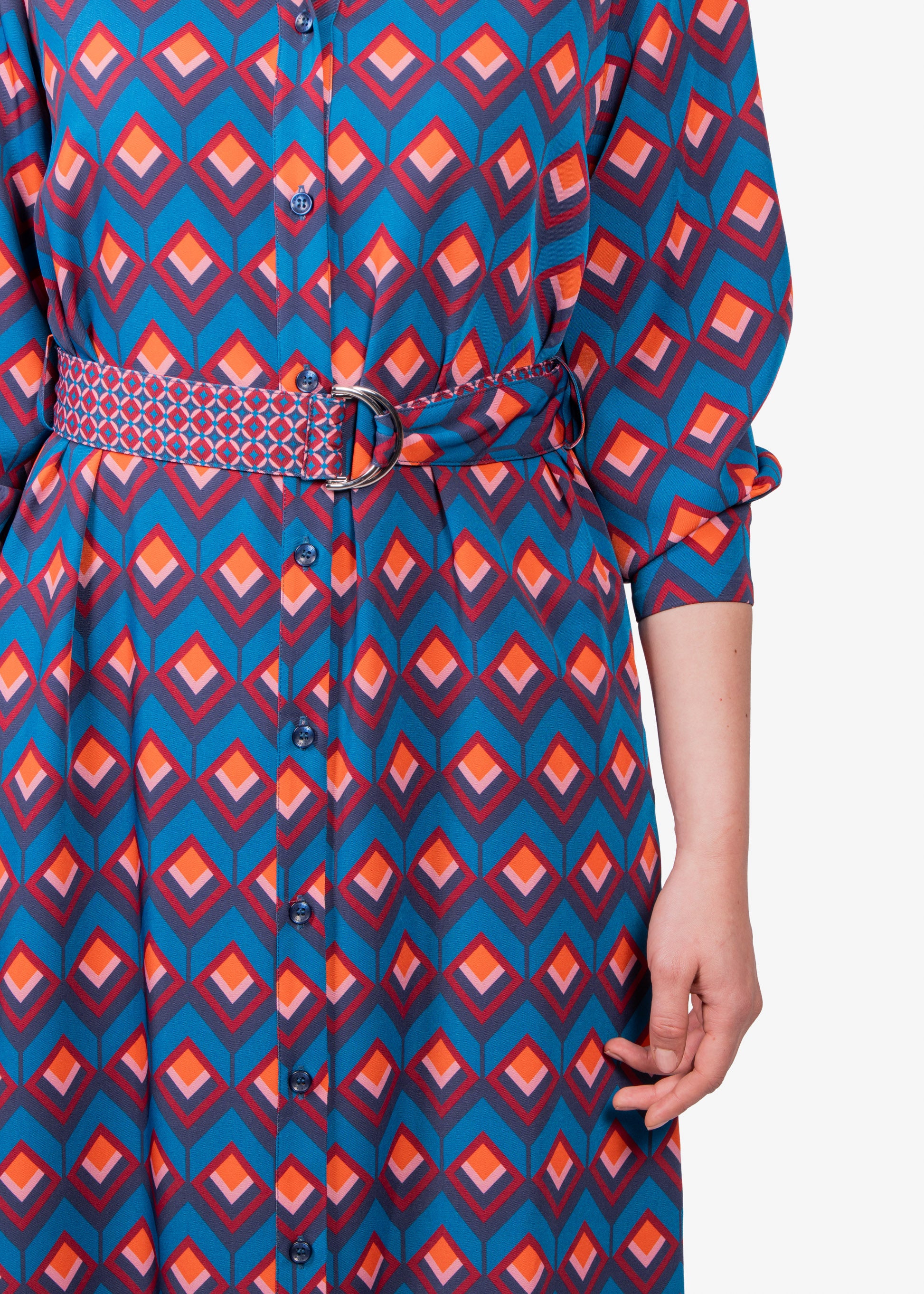 VESTIDO HARMONT & BLAINE AZUL ROMBOS POLIE + EA (A0MD13013026-832)
