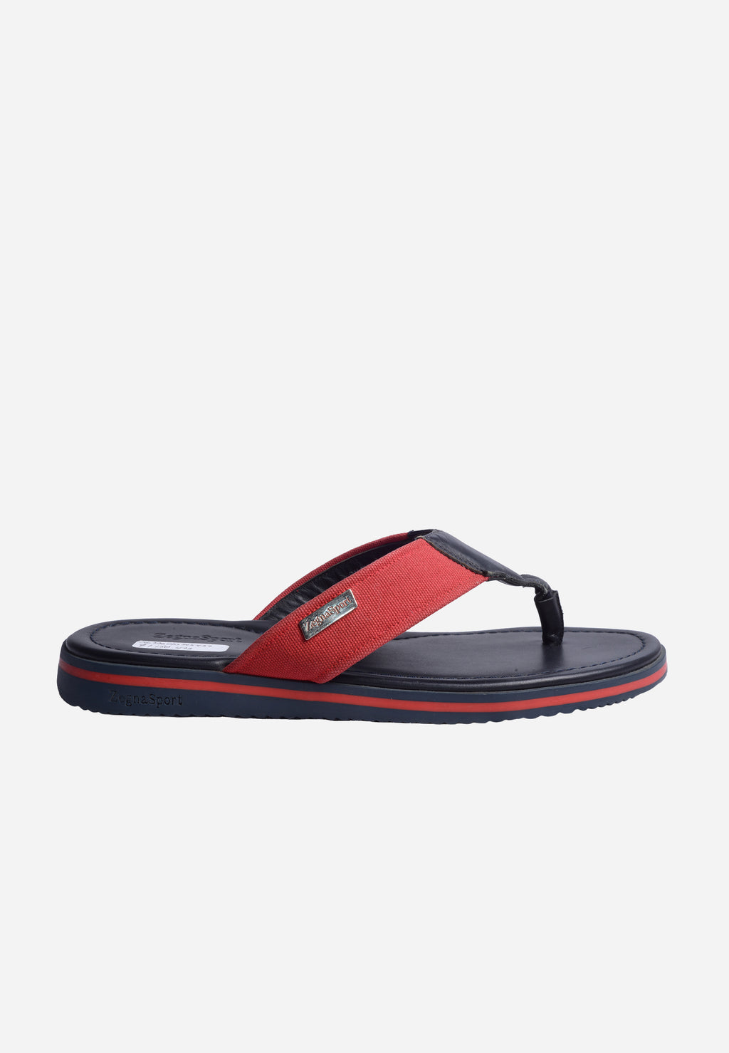 Sandalia Tipo Esclava En Textil Rojo Y Piel Negra Z.