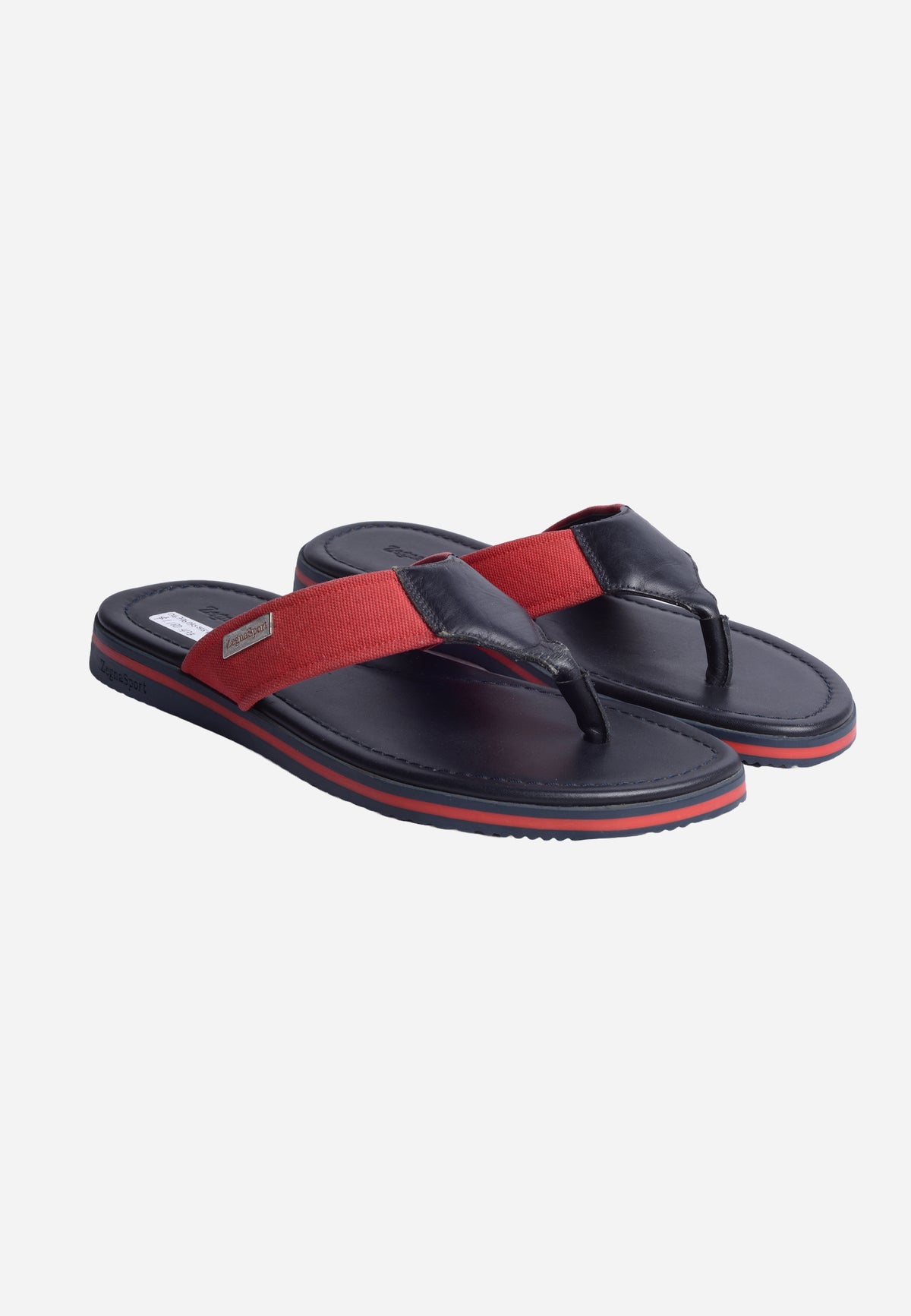 Sandalia Tipo Esclava En Textil Rojo Y Piel Negra Z.