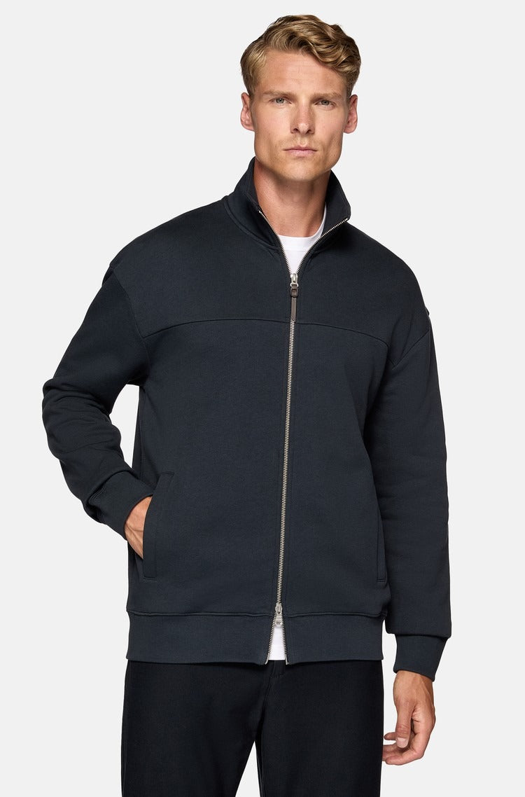 Chaqueta Azul Marino con Cremallera Completa en Algodón B.