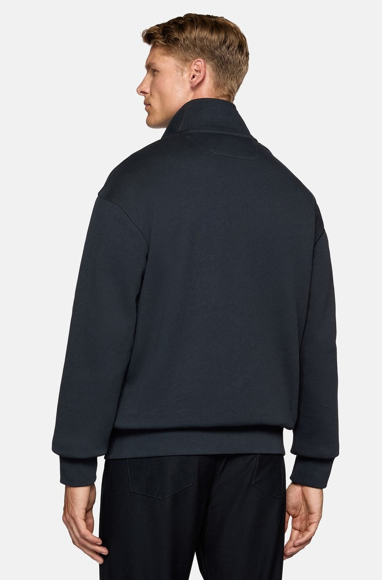 Chaqueta Azul Marino con Cremallera Completa en Algodón B.