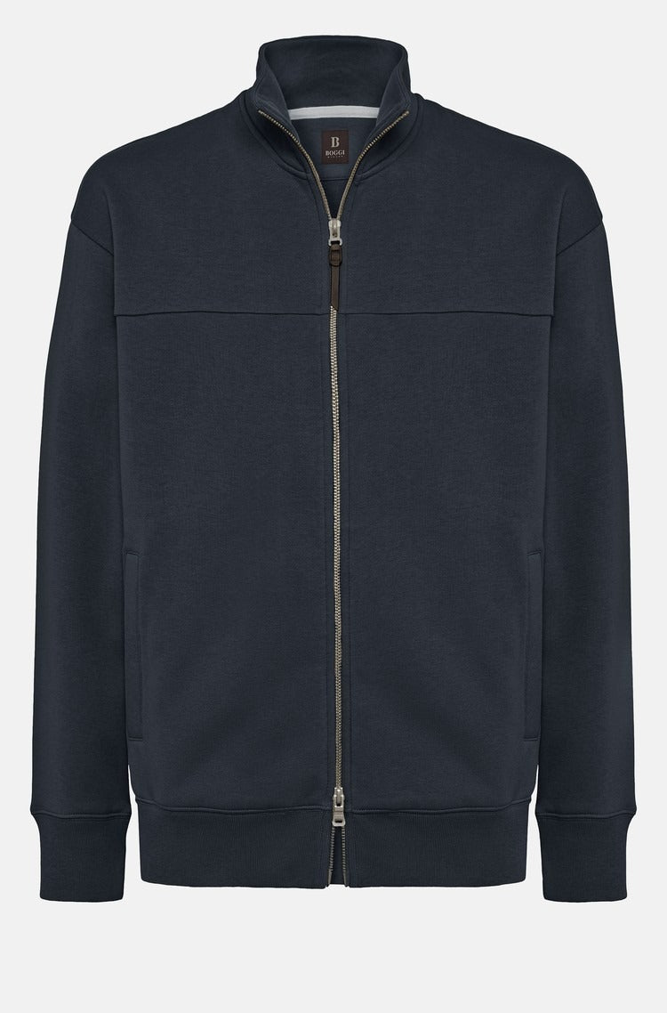Chaqueta Azul Marino con Cremallera Completa en Algodón B.