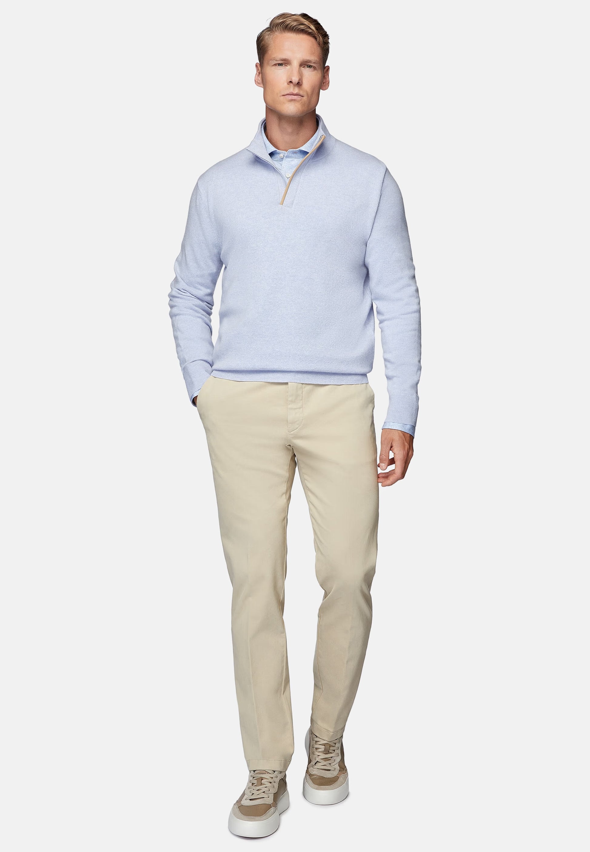 Pantalón Beige en Algodón con Elastano B.